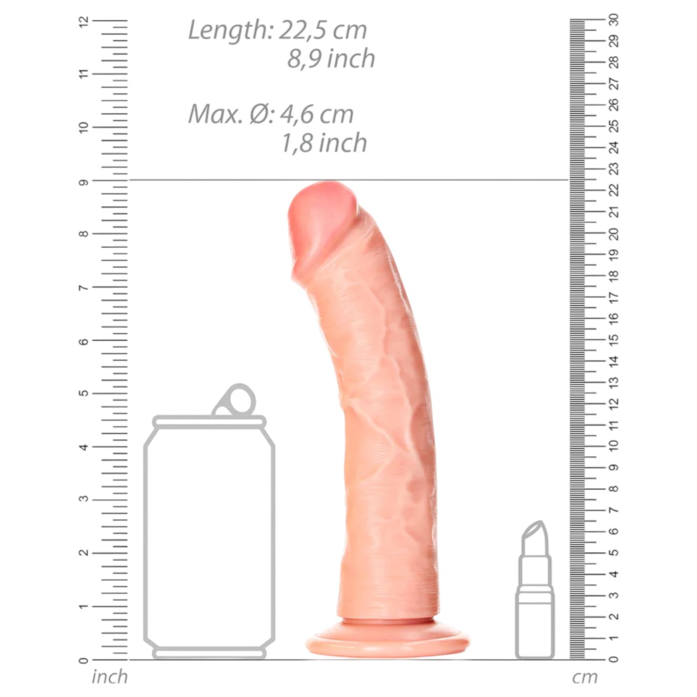 RealRock Curved Realistic Dildo with Suction Cup Flesh Pink 8 Inch