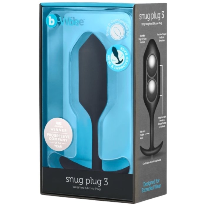 b-Vibe Snug Plug 3 Large Weighted Silicone Butt Plug 4.7 Inch Black