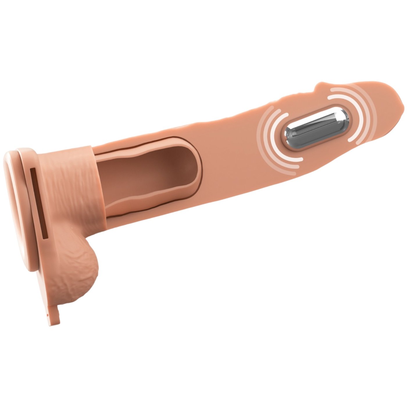 Fantasy X-Tensions Elite 8 Inch Vibrating Hollow Silicone Strap-On with Harness