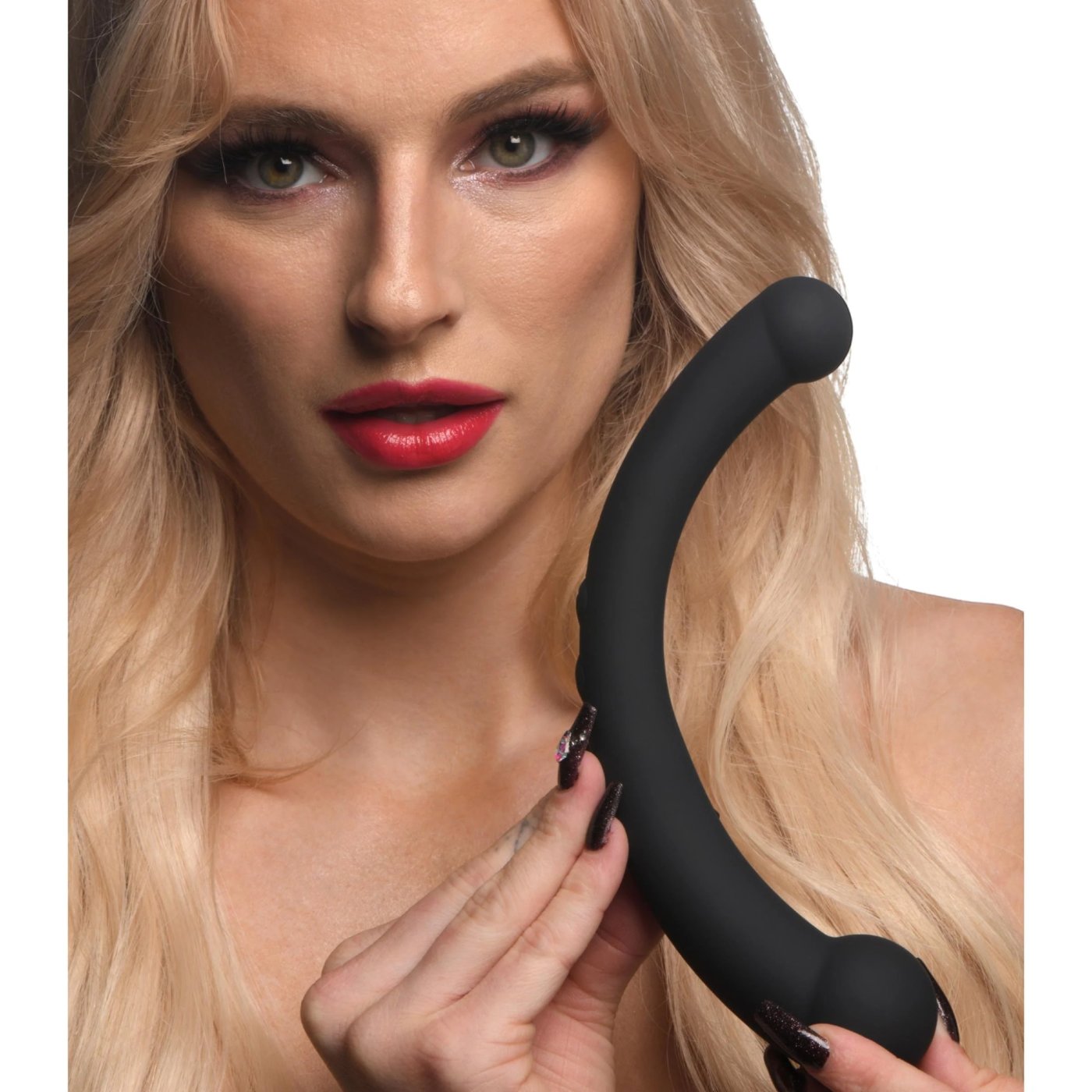 Master Series 10X Vibra-Crescent Vibrating Double Ended Dildo
