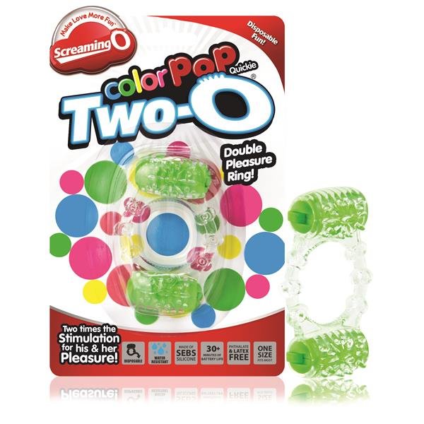 Screaming O ColorPoP Quickie Two-O Vibrating Cock Ring Green