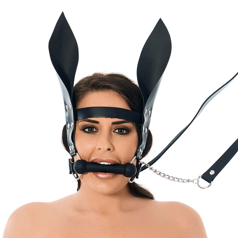 Rimba Pony Play Horsebit Mouth Gag with Reins &amp, Ears