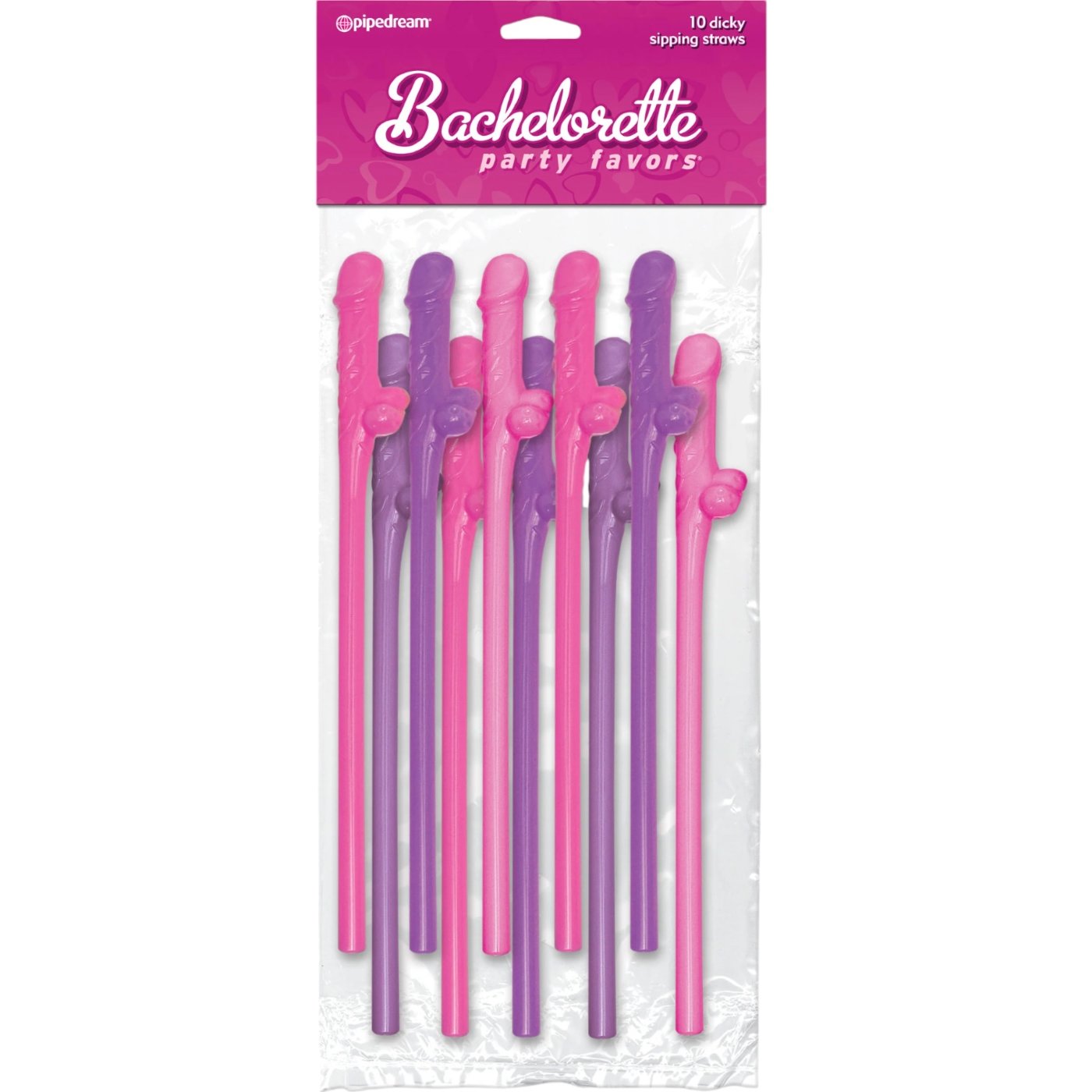 Bachelorette Party Favors Dicky Sipping Straws Pink And Purple 10 Pack