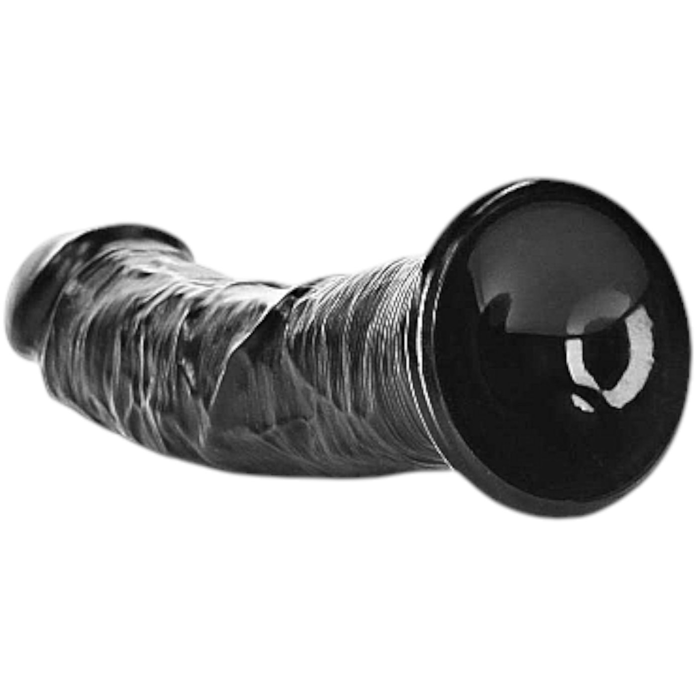 RealRock Curved Realistic Dildo with Suction Cup Black 7 Inch