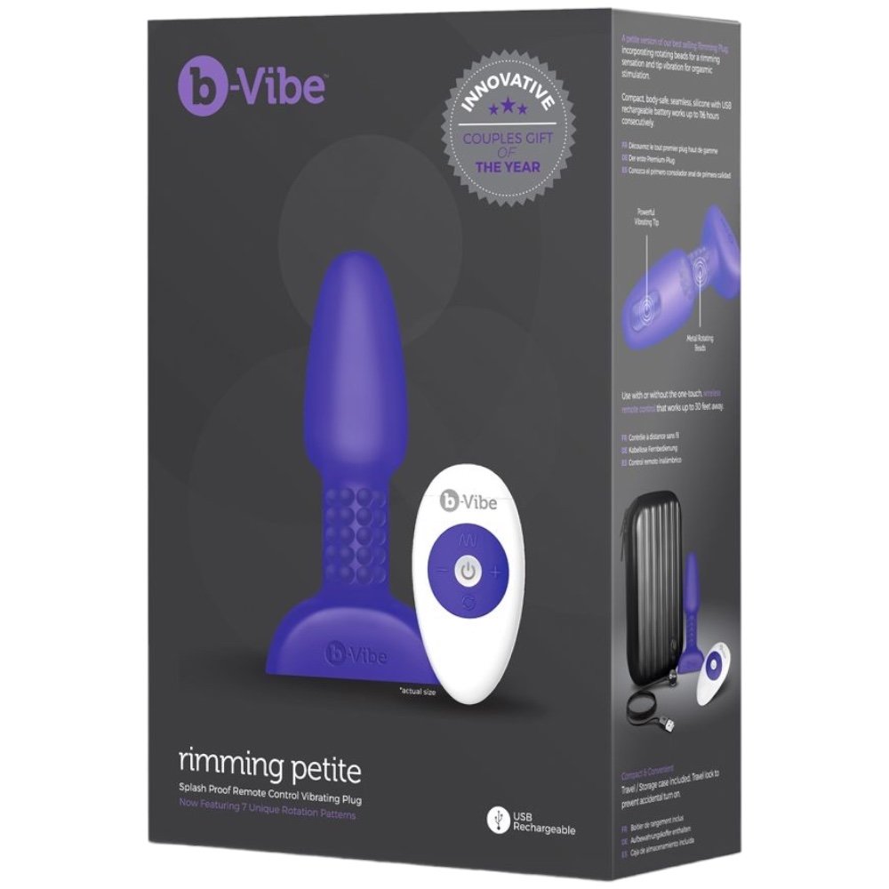 b-Vibe Rimming Petite Medium Remote Control Rechargeable Butt Plug Purple