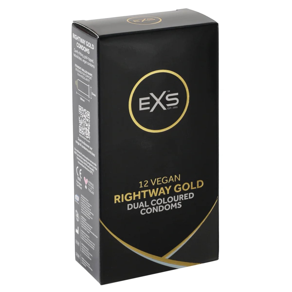 EXS Rightway Gold Dual-Colour Vegan Condoms (12 Pack)