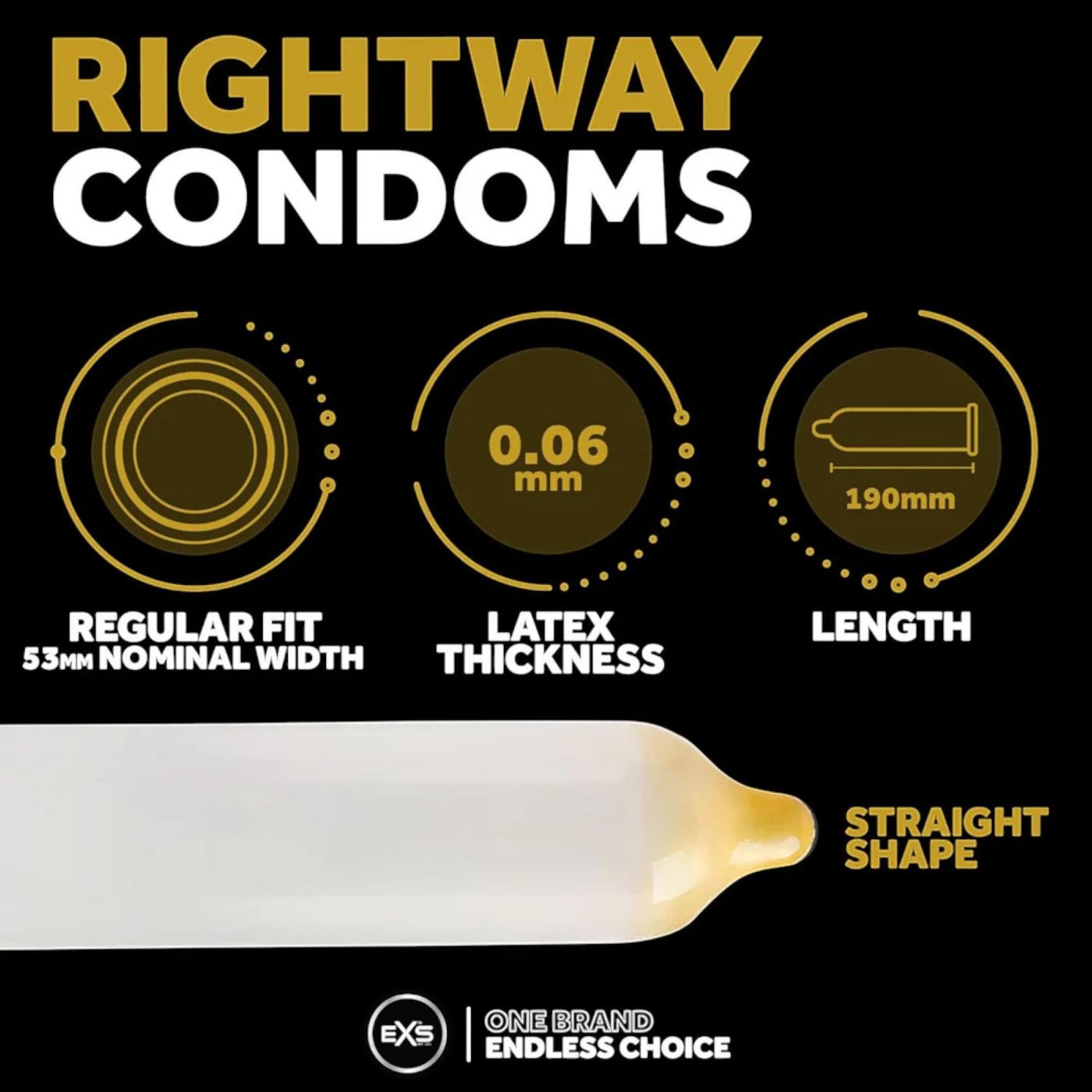 EXS Rightway Gold Dual-Colour Vegan Condoms (12 Pack)