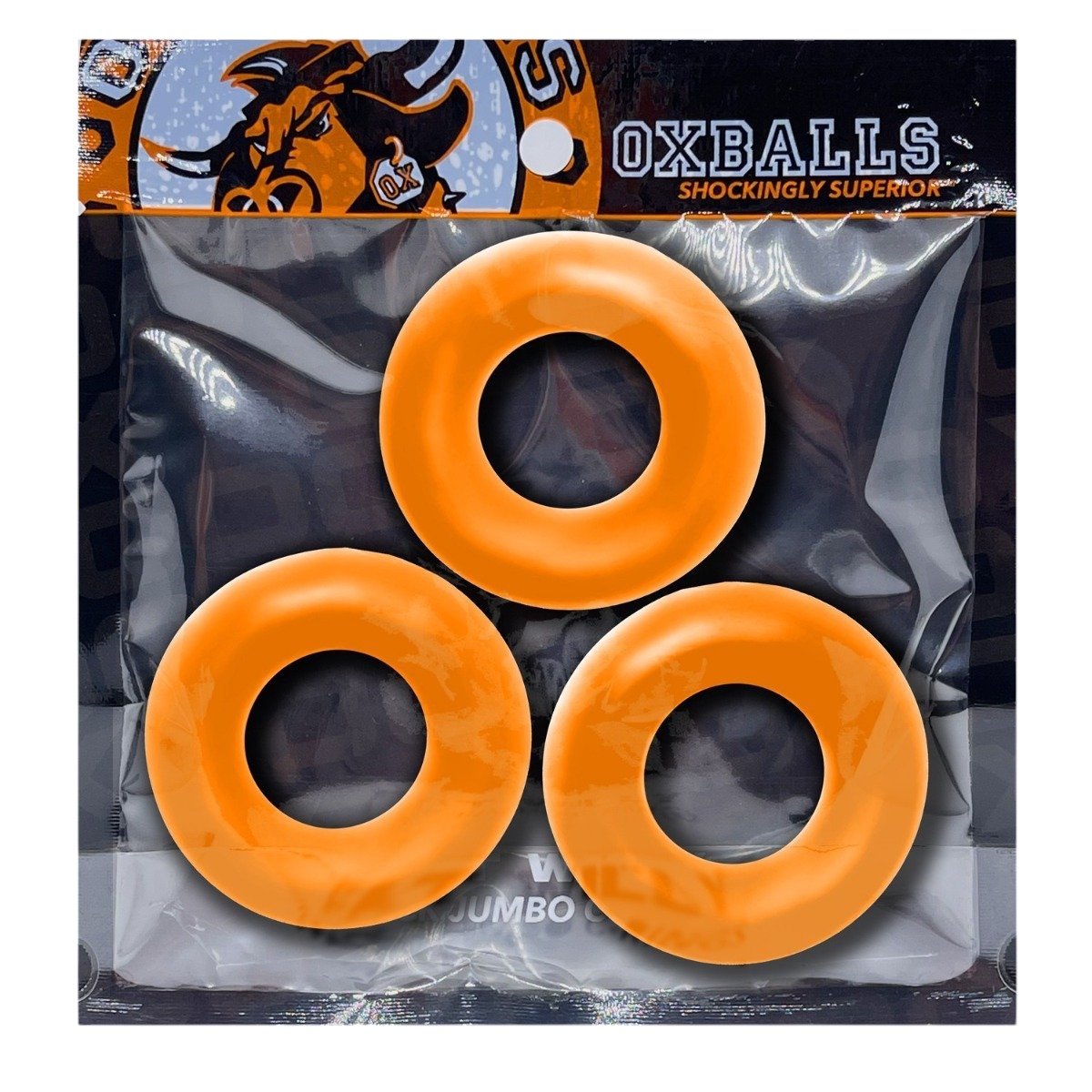Oxballs Fat Willy Jumbo Cock Ring Set Orange (3 Pack)