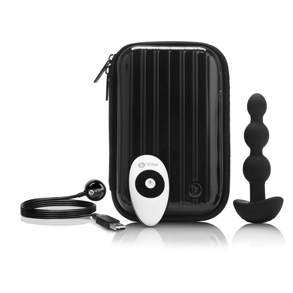 b-Vibe Triplet Remote Control Rechargeable Anal Beads Black