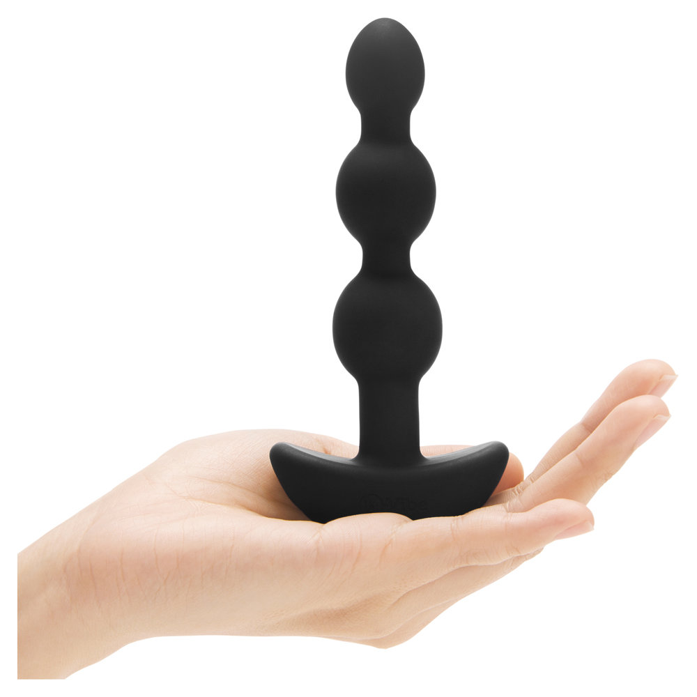 b-Vibe Triplet Remote Control Rechargeable Anal Beads Black