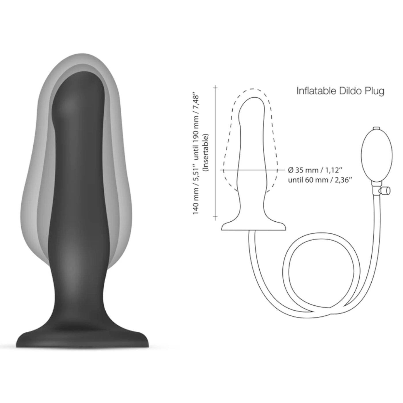 Strap-On-Me Inflatable Anal Plug Dildo with Pump & Suction Cup