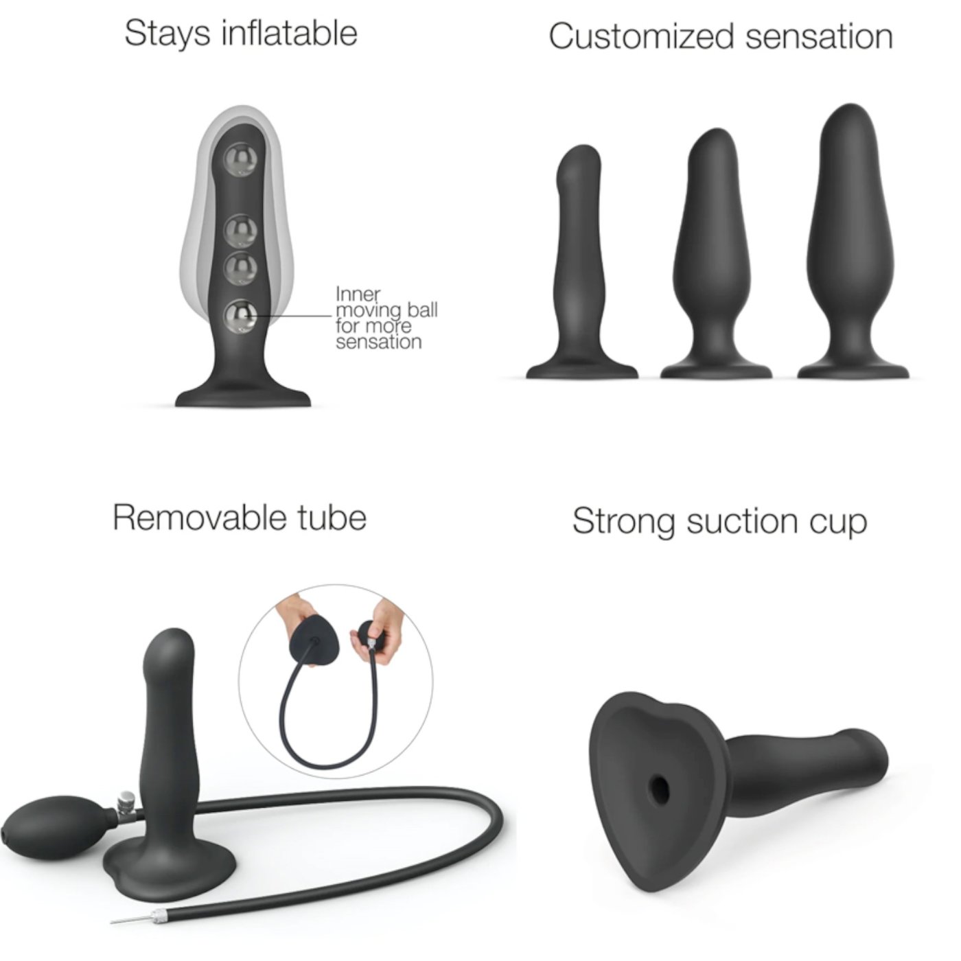 Strap-On-Me Inflatable Anal Plug Dildo with Pump & Suction Cup
