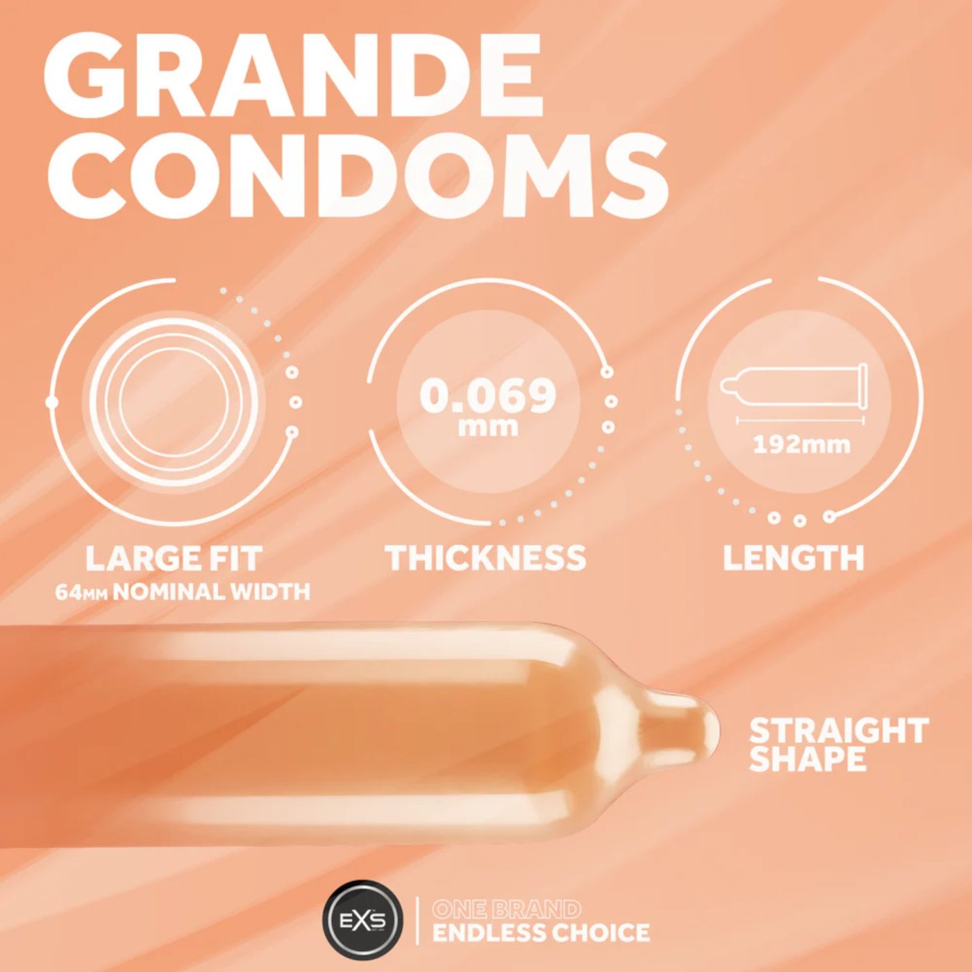 EXS Grande 64mm Extra Large Vegan Condoms (12 Pack)