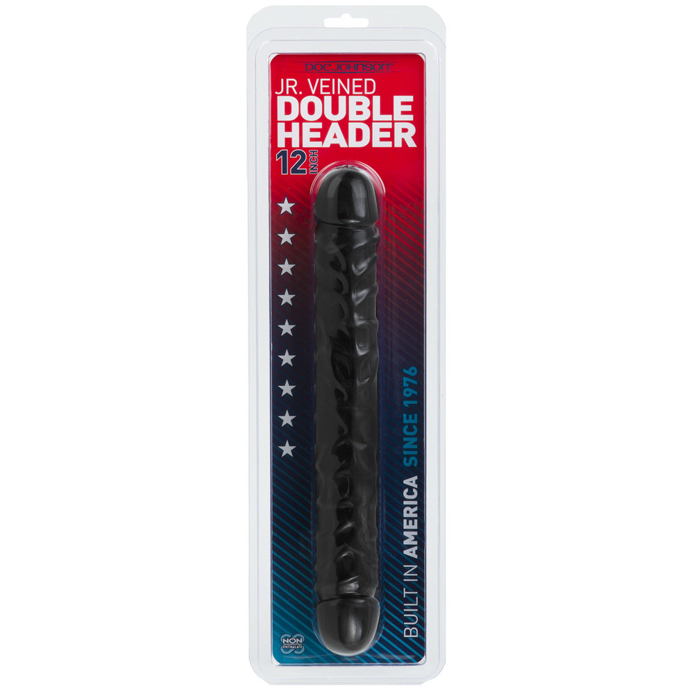 Doc Johnson Jr Veined Double Header Black 12 Inch