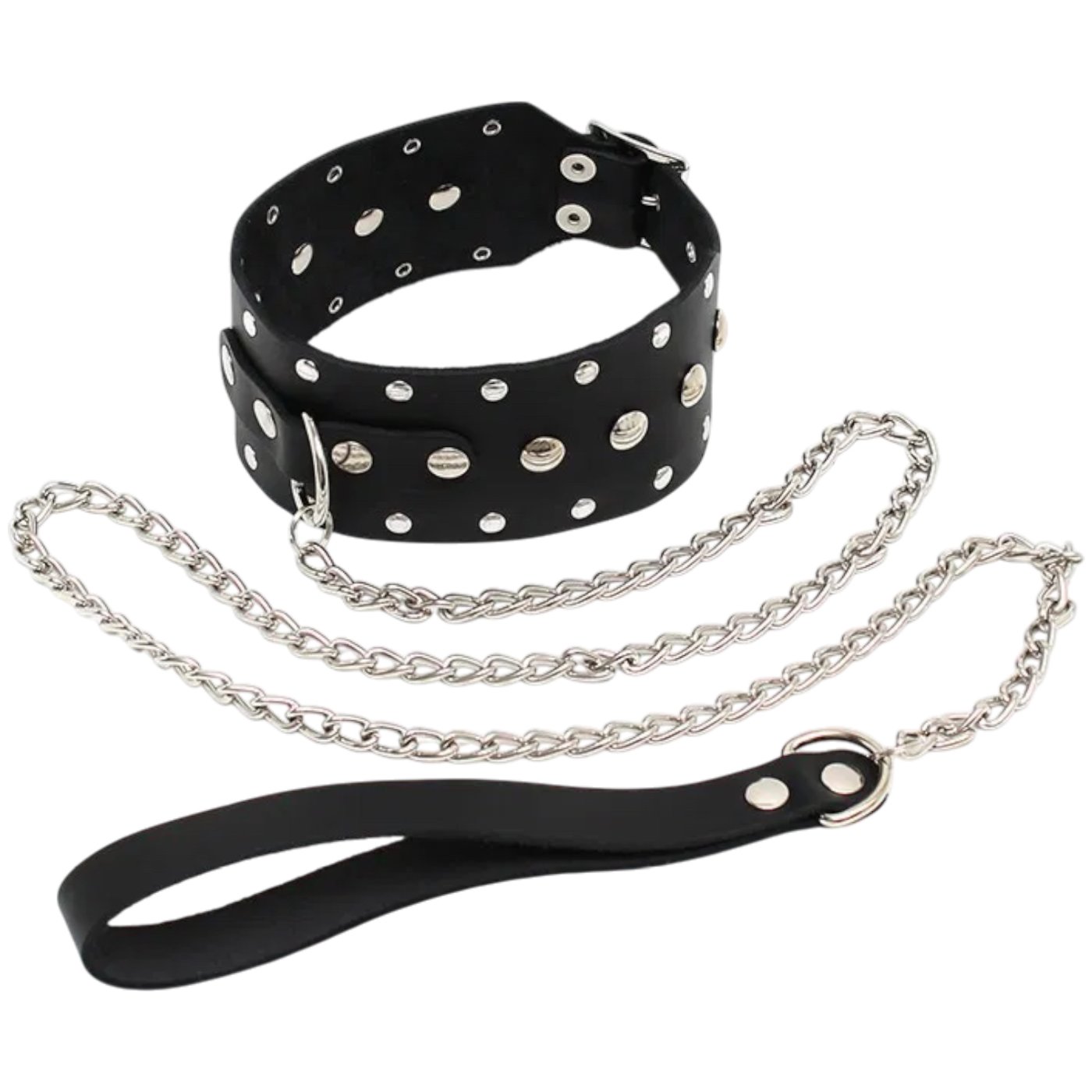Rimba Leather Collar &amp; Chain Leash Set