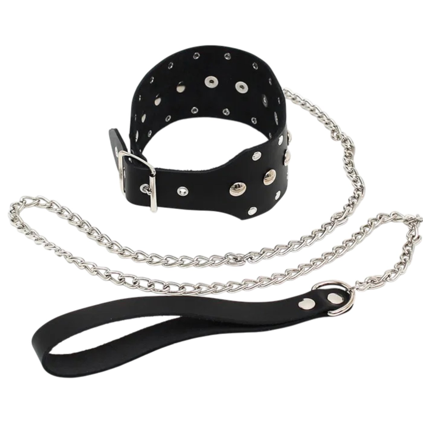 Rimba Leather Collar & Chain Leash Set
