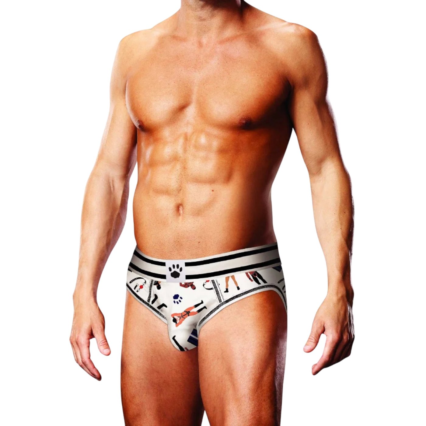 Prowler Leather Pride Backless Brief White &amp; Black