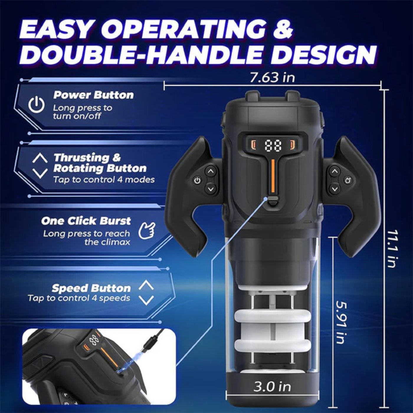 Amovibe Turbo Thrusting & Rotating Automatic Male Masturbator