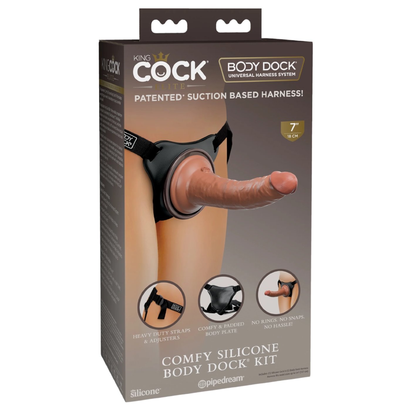 King Cock Strap-On Harness Body Dock Kit with 7 Inch Dildo