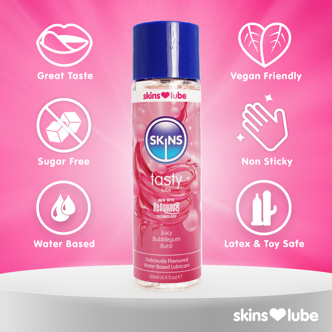 Skins Bubblegum Flavoured Water Based Lubricant 130ml