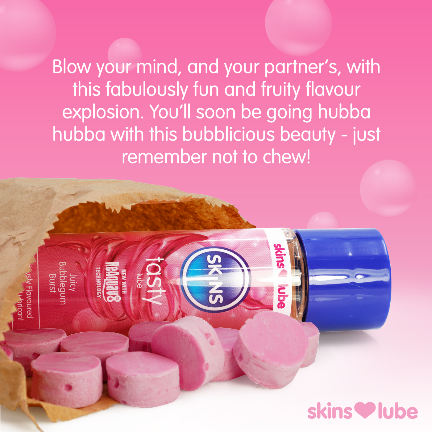 Skins Bubblegum Flavoured Water Based Lubricant 130ml