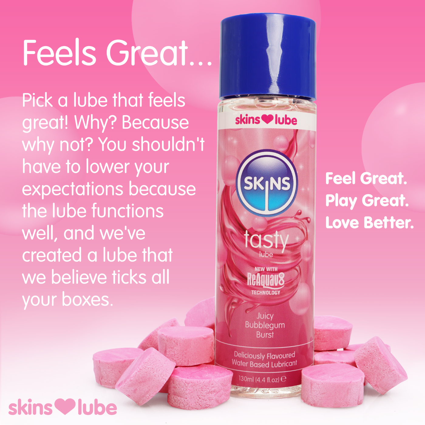 Skins Bubblegum Flavoured Water Based Lubricant 130ml