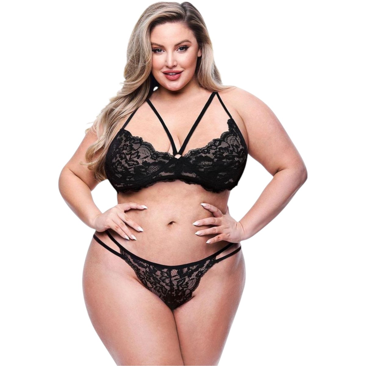 Baci Two-Piece Eco Strappy Bra and Panty Set Queen
