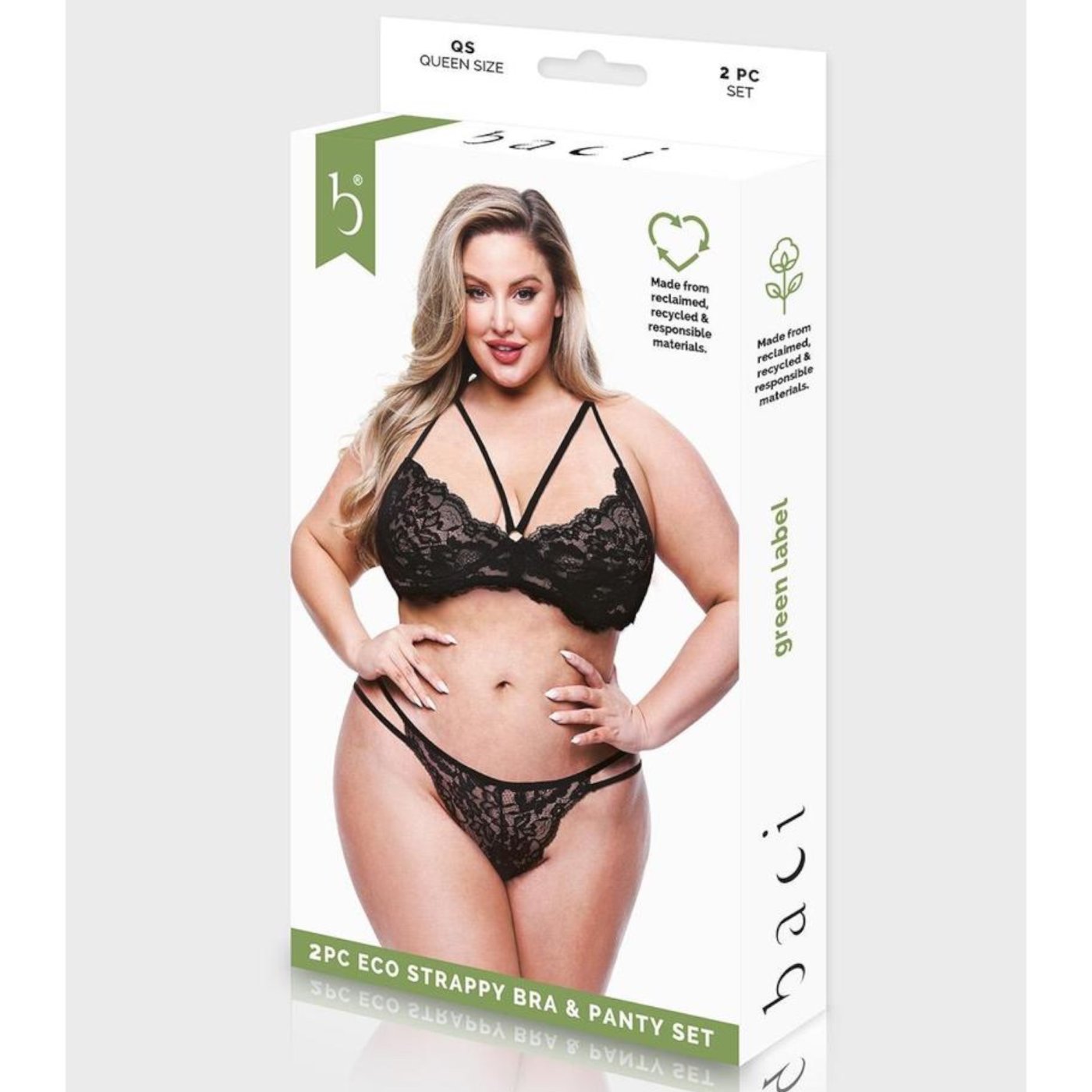 Baci Two-Piece Eco Strappy Bra and Panty Set Queen