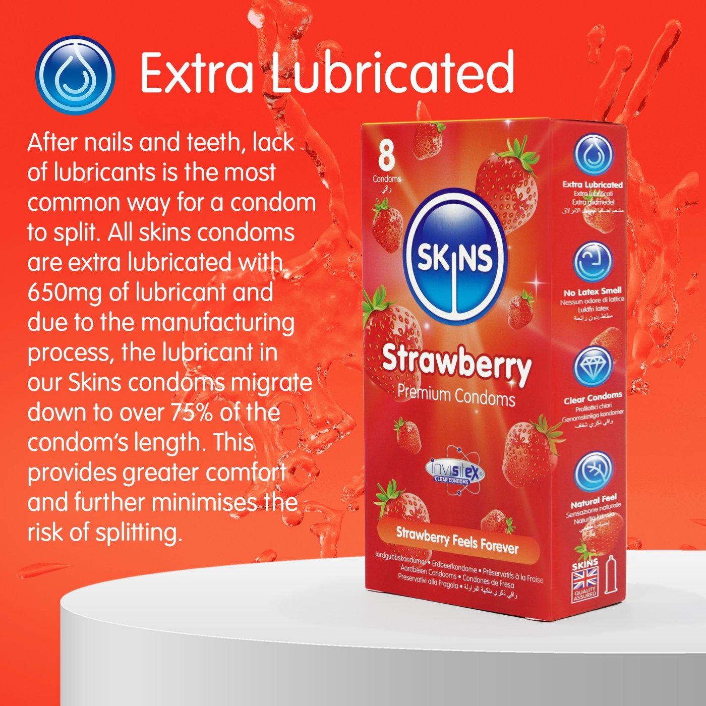 Skins Strawberry Premium Condoms (8 Pack)