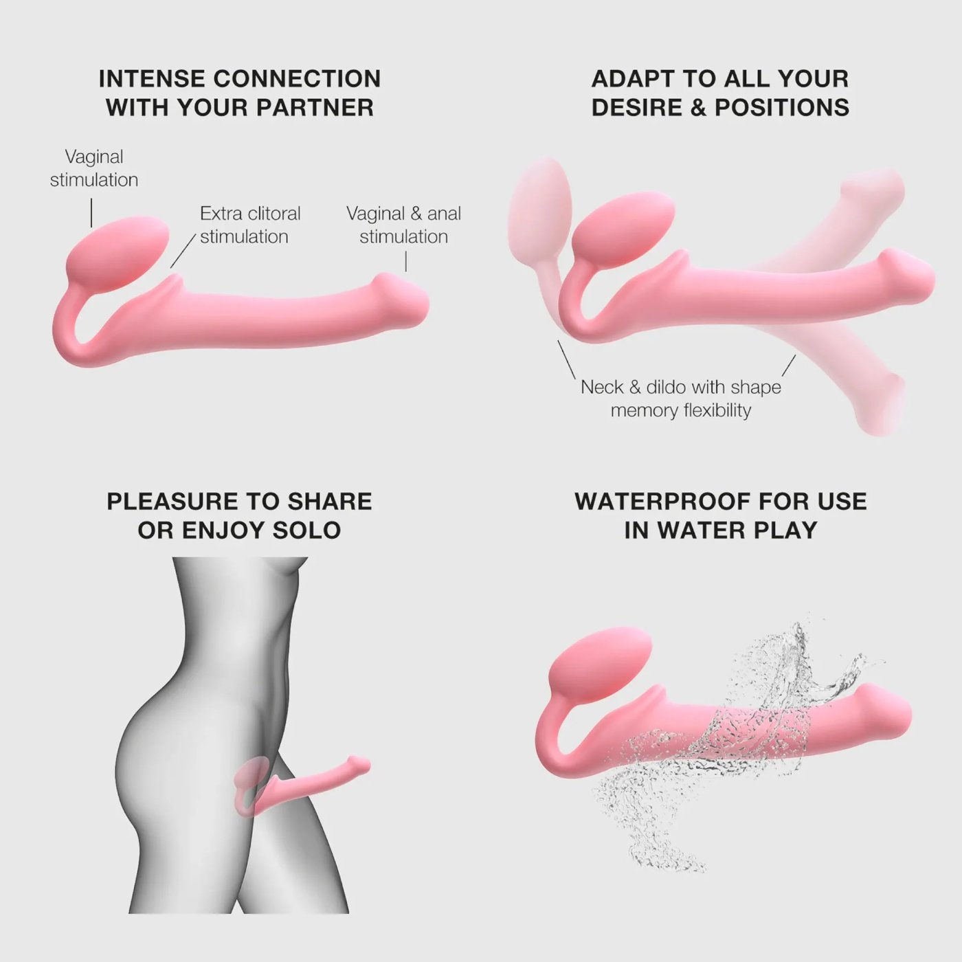 Strap-On-Me Silicone Bendable Strapless Strap-On Pink S