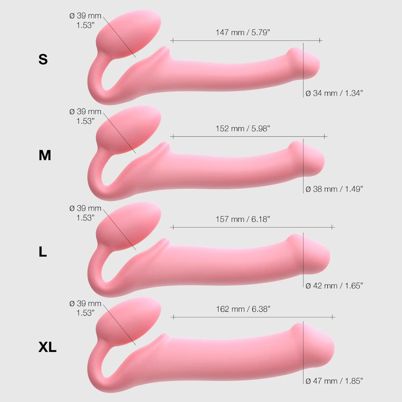 Strap-On-Me Silicone Bendable Strapless Strap-On Pink S