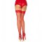 Leg Avenue Lace Top Fishnet Hold Ups with Back Seam Red