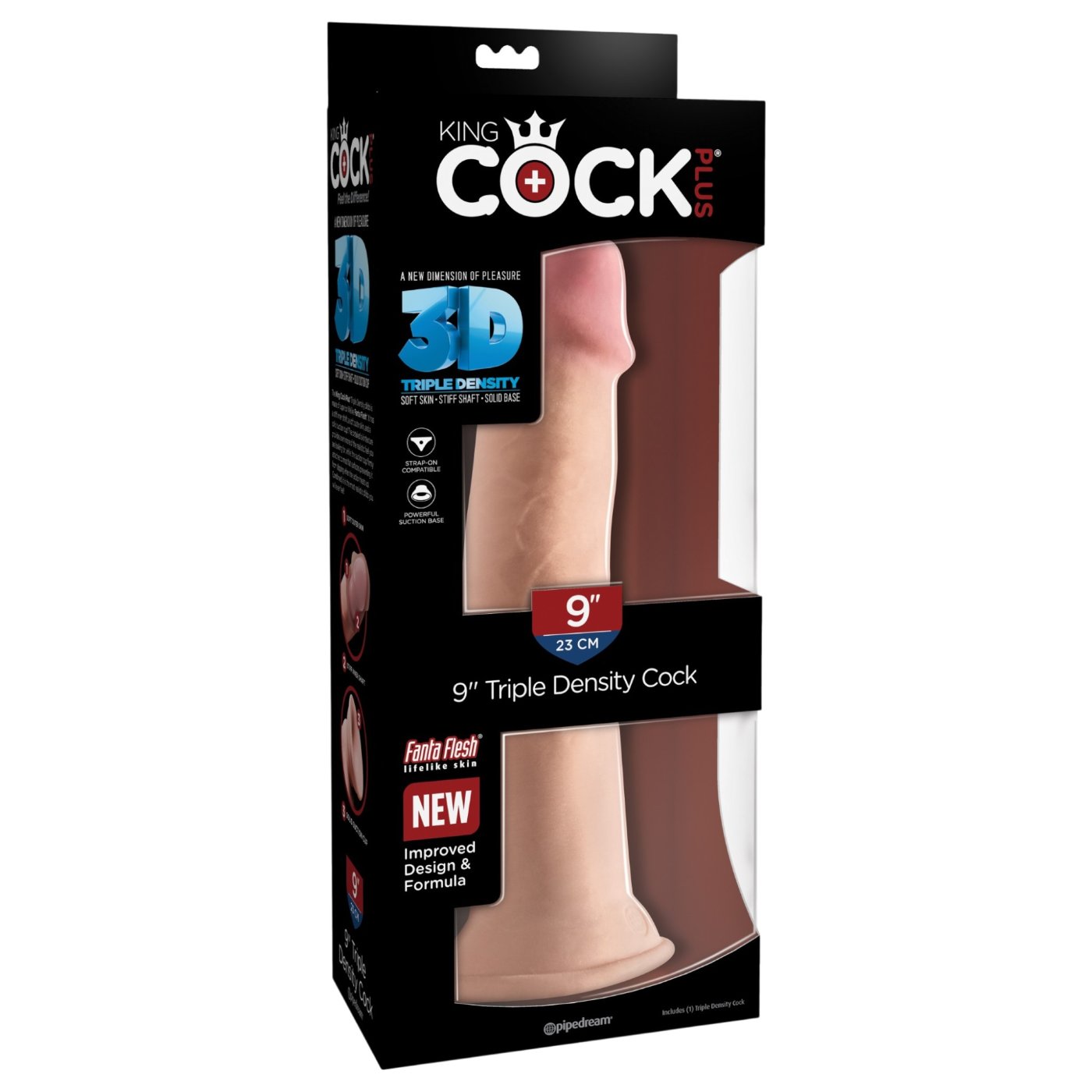 King Cock Plus 9 Inch Triple Density Realistic Dildo with Suction Cup