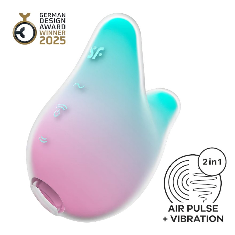 Satisfyer Mermaid Vibes Double Air Pulse Rechargeable Clitoral Vibrator Mint-Pink
