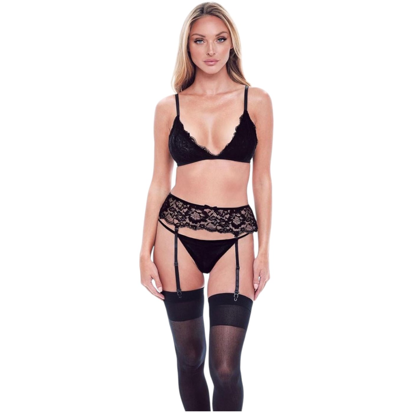 Baci Three-Piece Eco Bra, Garter and Panty Set