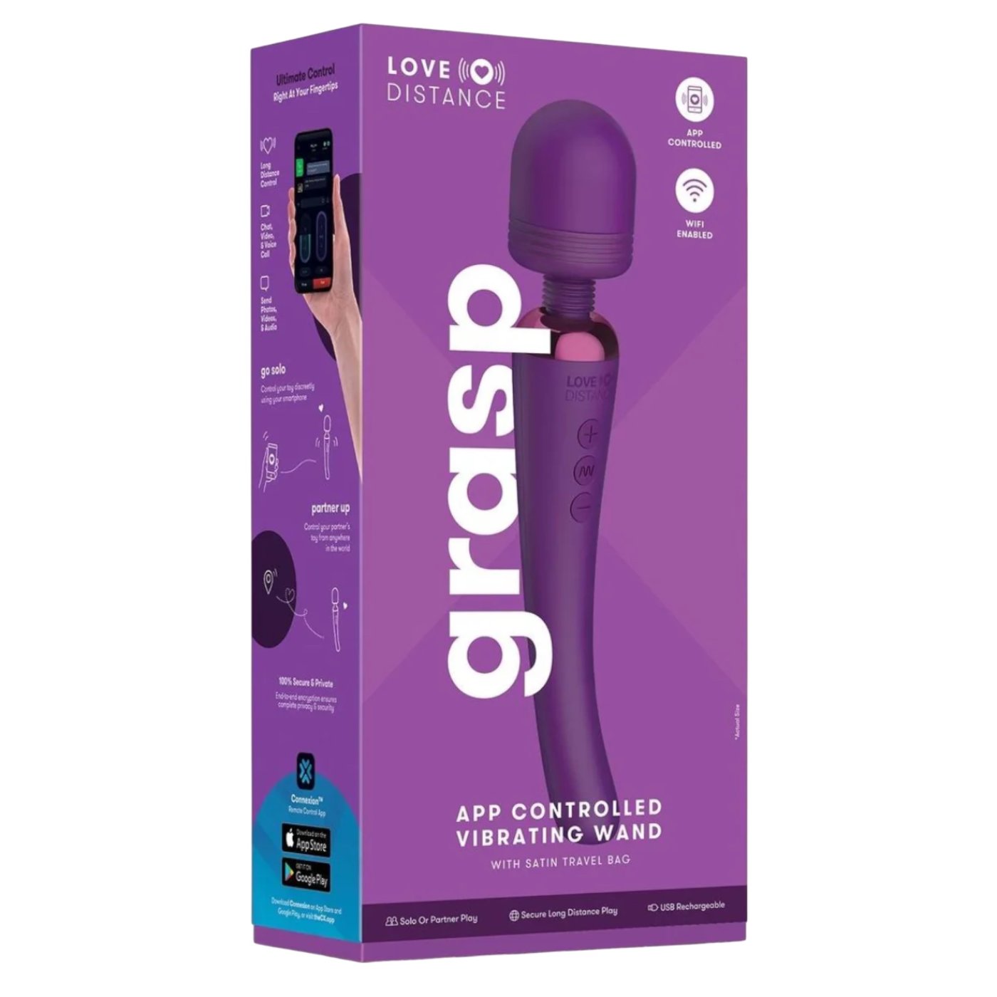 Love Distance Grasp App-Controlled Wand Vibrator Purple