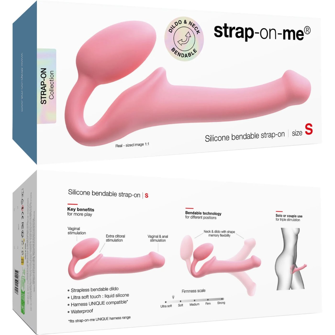 Strap-On-Me Silicone Bendable Strapless Strap-On Pink M