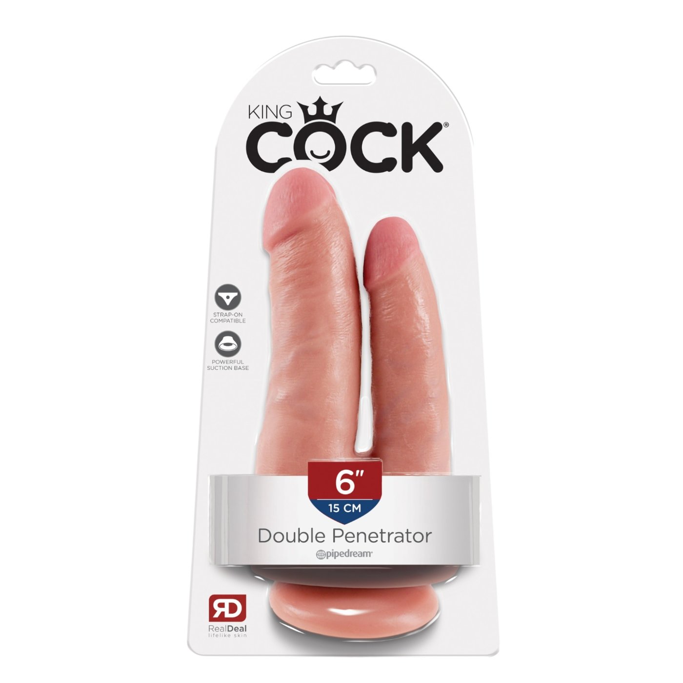 King Cock Double Penetrator 6 Inch Double Dildo with Suction Base