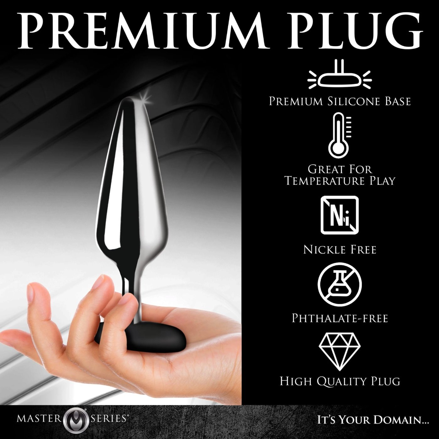 Master Series Butt Slut Metal Butt Plug with Silicone Base