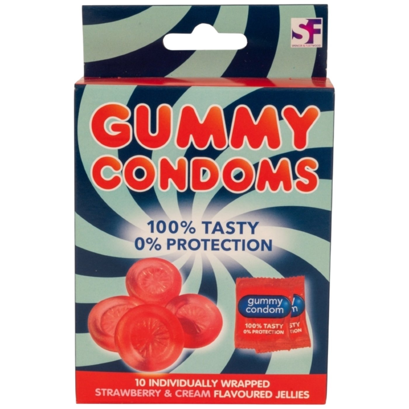 Gummy Condoms Strawberry & Cream Flavoured Jelly Sweets (10 Pack)