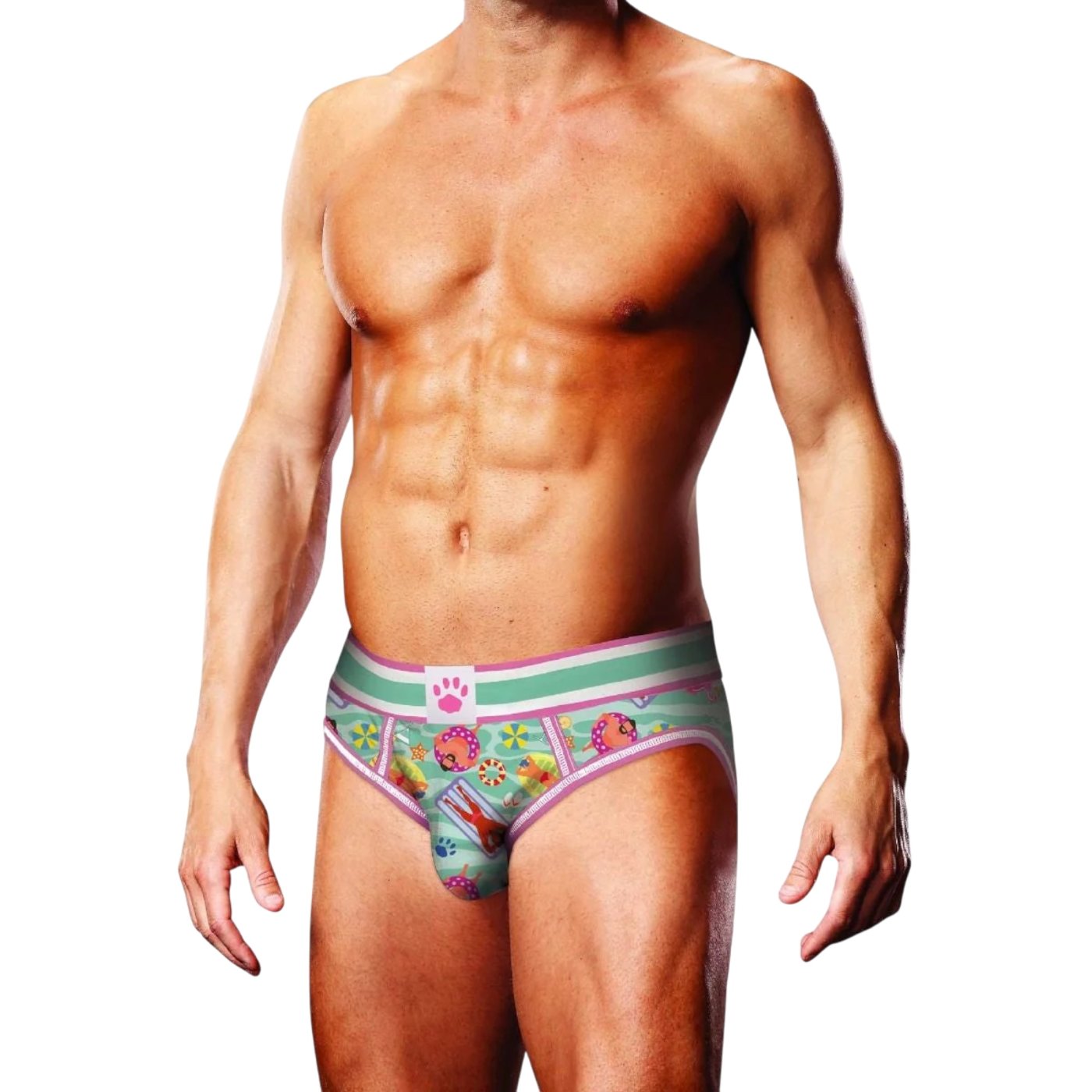 Prowler Swimming Print Backless Brief Green Pink