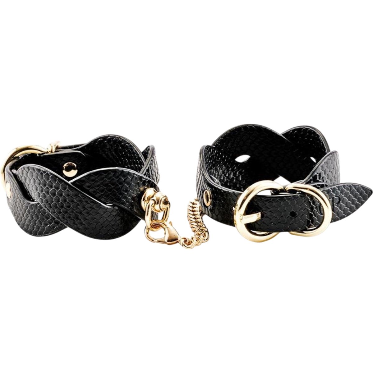 Guilty Pleasure Eclipse Horizon Braided Bondage Wrist Cuffs Black/Gold