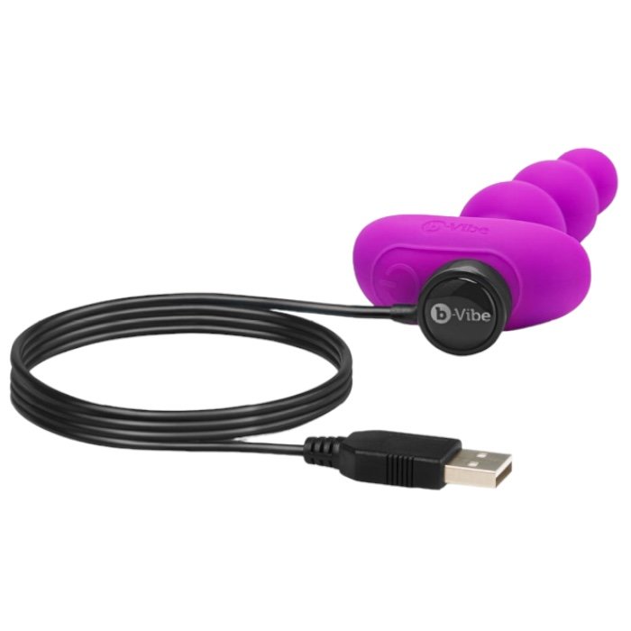b-Vibe Triplet Remote Control Rechargeable Anal Beads Sale Fuchsia