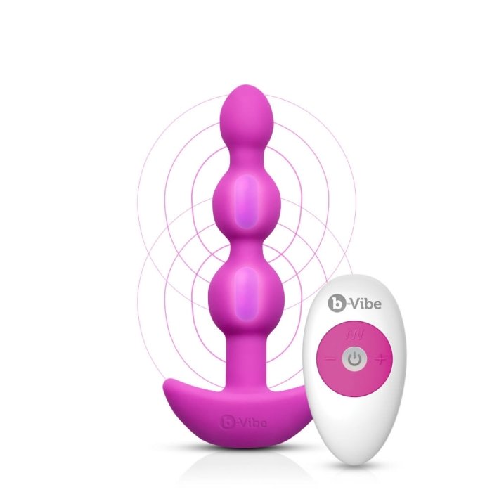 b-Vibe Triplet Remote Control Rechargeable Anal Beads Sale Fuchsia