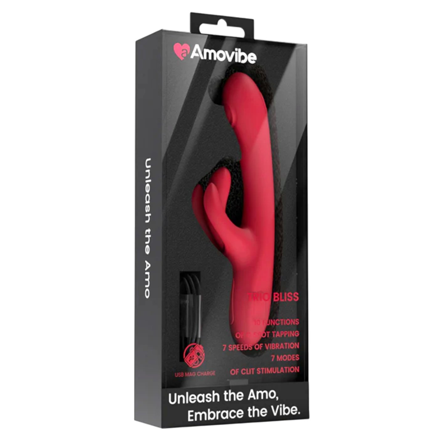Amovibe Trio Bliss Rechargeable G-Spot Rabbit Vibrator with Tapping Clitoral Stimulator
