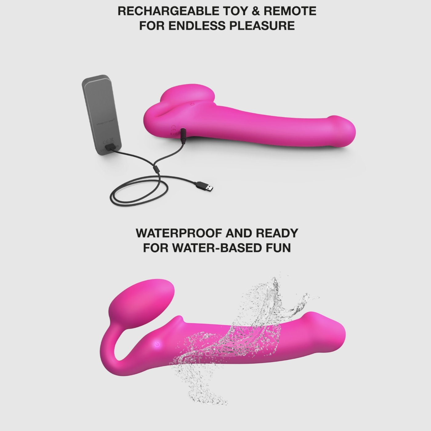 Strap-On-Me Remote Control Vibrating Strapless Strap-On Fuchsia M