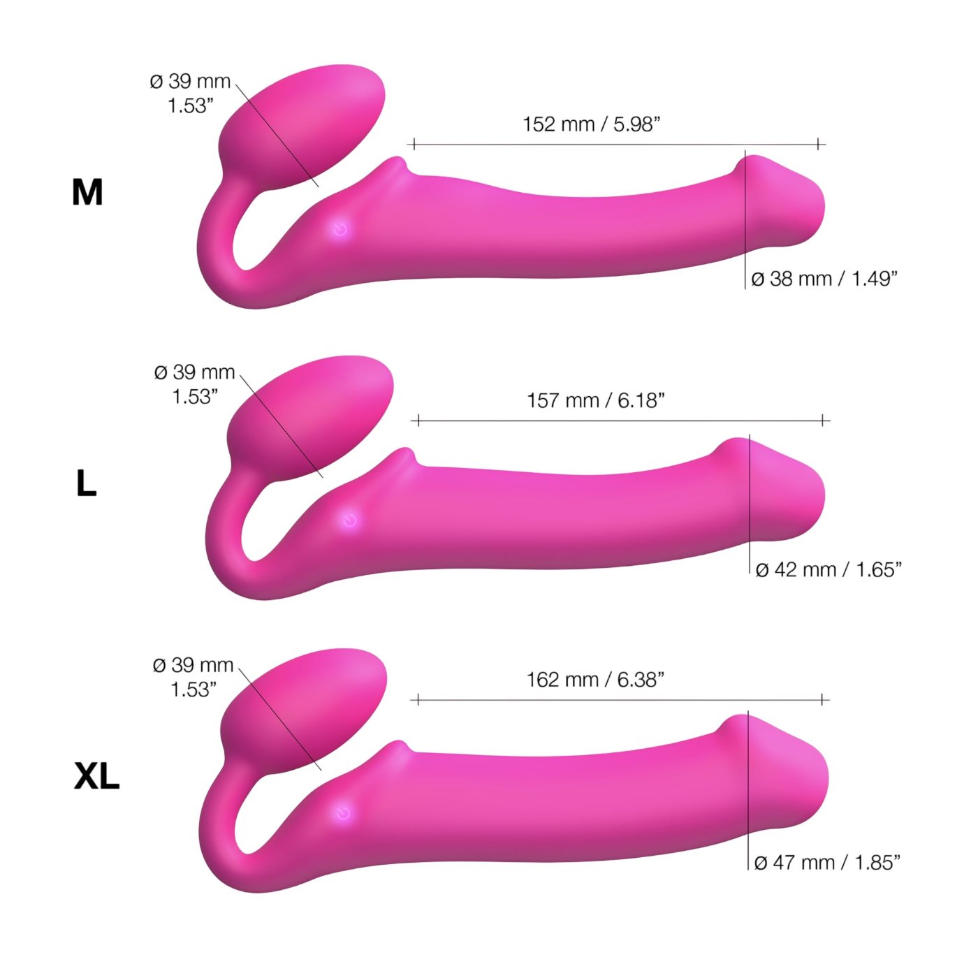 Strap-On-Me Remote Control Vibrating Strapless Strap-On Fuchsia M