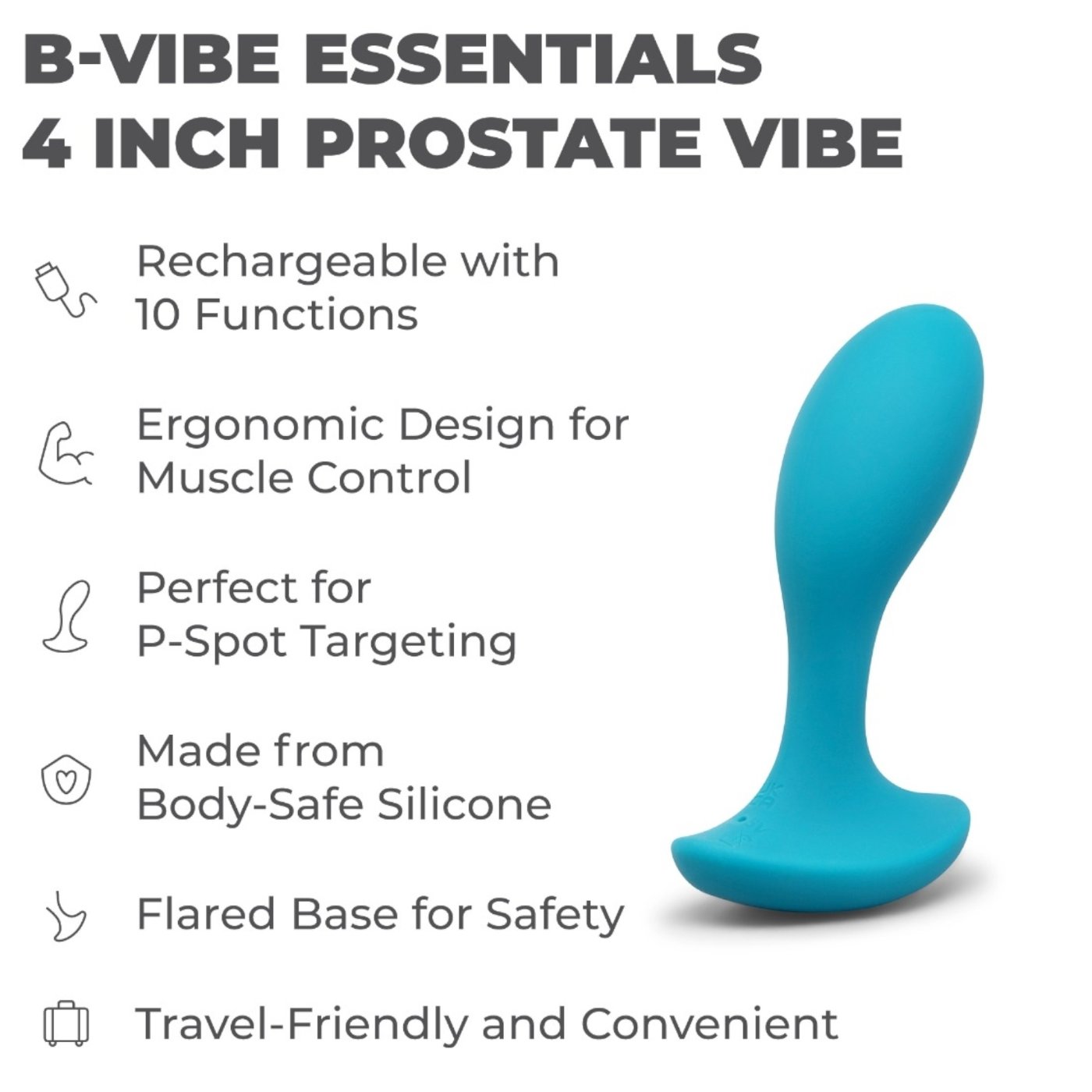 b-Vibe Essential Rechargeable Prostate Vibrator Plug 4 Inch