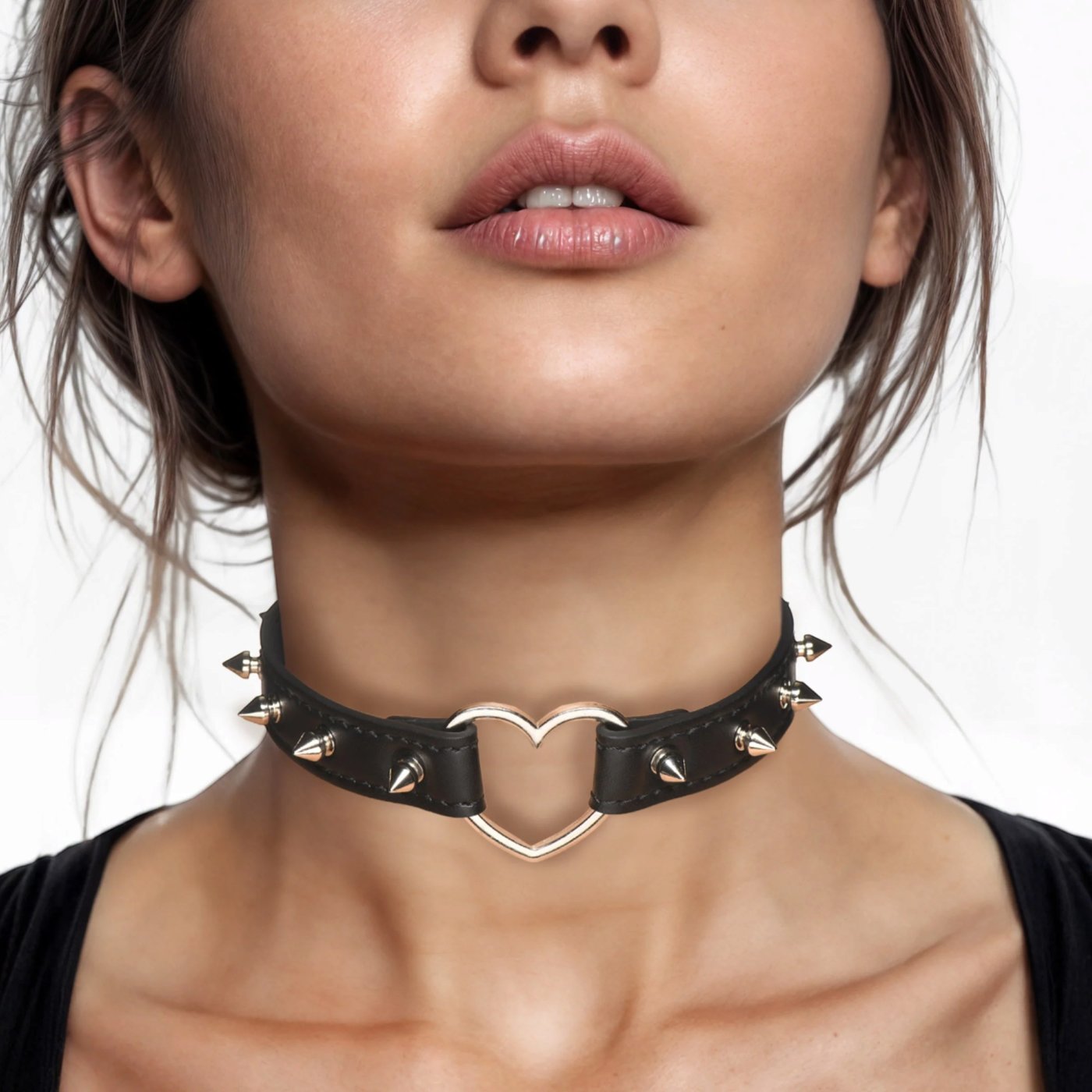 Master Series Spiked Heart Choker BDSM Collar