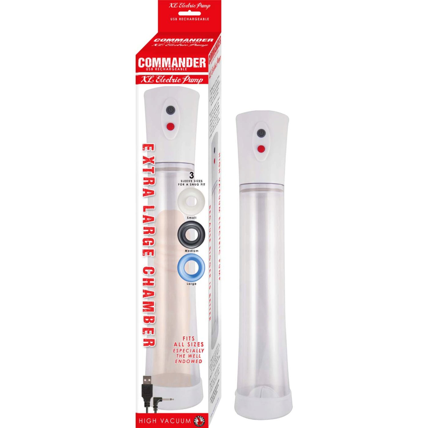 Commander XL Rechargeable Electric Penis Pump Clear